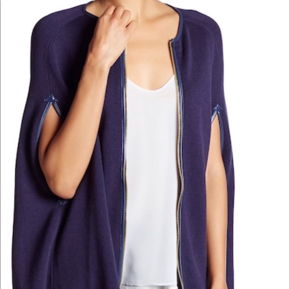 Julie Brown leather trim cape